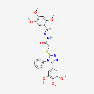 molecular formula C29H31N5O7S B11674683 2-{[4-phenyl-5-(3,4,5-trimethoxyphenyl)-4H-1,2,4-triazol-3-yl]sulfanyl}-N'-[(E)-(2,4,5-trimethoxyphenyl)methylidene]acetohydrazide 
