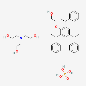 molecular formula C6H15NO3.x((C2H4O)nC30H30O).x(H3PO4) B1167561 2-[Bis(2-hydroxyethyl)amino]ethanol;phosphoric acid;2-[2,4,6-tris(1-phenylethyl)phenoxy]ethanol CAS No. 105362-40-1