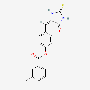 molecular formula C18H14N2O3S B11676707 4-[(E)-(5-oxo-2-thioxoimidazolidin-4-ylidene)methyl]phenyl 3-methylbenzoate 