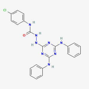 molecular formula C22H19ClN8O B11676870 2-[4,6-bis(phenylamino)-1,3,5-triazin-2-yl]-N-(4-chlorophenyl)hydrazinecarboxamide 