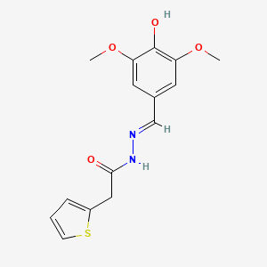 molecular formula C15H16N2O4S B11677070 N'-[(E)-(4-hydroxy-3,5-dimethoxyphenyl)methylidene]-2-(thiophen-2-yl)acetohydrazide 