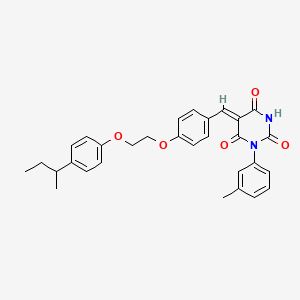 molecular formula C30H30N2O5 B11677689 (5Z)-5-(4-{2-[4-(butan-2-yl)phenoxy]ethoxy}benzylidene)-1-(3-methylphenyl)pyrimidine-2,4,6(1H,3H,5H)-trione 