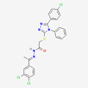 molecular formula C24H18Cl3N5OS B11678067 2-{[5-(4-chlorophenyl)-4-phenyl-4H-1,2,4-triazol-3-yl]sulfanyl}-N'-[(1E)-1-(3,4-dichlorophenyl)ethylidene]acetohydrazide 