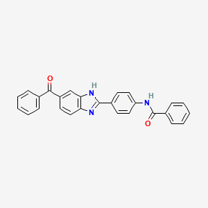 molecular formula C27H19N3O2 B11678187 N-{4-[5-(phenylcarbonyl)-1H-benzimidazol-2-yl]phenyl}benzamide 