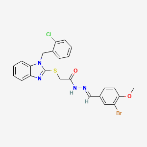 molecular formula C24H20BrClN4O2S B11678716 N'-[(E)-(3-bromo-4-methoxyphenyl)methylidene]-2-{[1-(2-chlorobenzyl)-1H-benzimidazol-2-yl]sulfanyl}acetohydrazide 