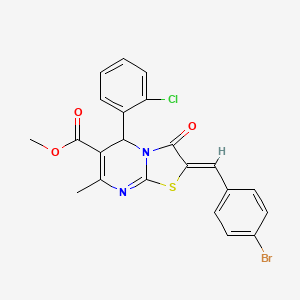 molecular formula C22H16BrClN2O3S B11678966 methyl (2Z)-2-(4-bromobenzylidene)-5-(2-chlorophenyl)-7-methyl-3-oxo-2,3-dihydro-5H-[1,3]thiazolo[3,2-a]pyrimidine-6-carboxylate 