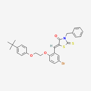 molecular formula C29H28BrNO3S2 B11678994 (5Z)-3-benzyl-5-{5-bromo-2-[2-(4-tert-butylphenoxy)ethoxy]benzylidene}-2-thioxo-1,3-thiazolidin-4-one 