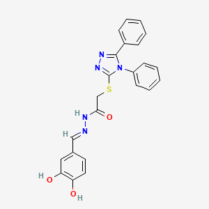 molecular formula C23H19N5O3S B11679257 N'-[(E)-(3,4-dihydroxyphenyl)methylidene]-2-[(4,5-diphenyl-4H-1,2,4-triazol-3-yl)sulfanyl]acetohydrazide 
