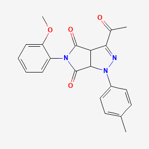 molecular formula C21H19N3O4 B11679269 3-acetyl-5-(2-methoxyphenyl)-1-(4-methylphenyl)-3a,6a-dihydropyrrolo[3,4-c]pyrazole-4,6(1H,5H)-dione 