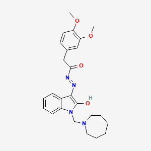 molecular formula C25H30N4O4 B11679586 N'-[(3E)-1-(azepan-1-ylmethyl)-2-oxo-1,2-dihydro-3H-indol-3-ylidene]-2-(3,4-dimethoxyphenyl)acetohydrazide 