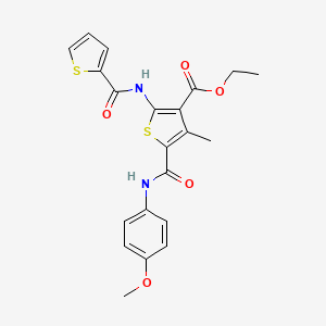 molecular formula C21H20N2O5S2 B11680234 Ethyl 5-[(4-methoxyphenyl)carbamoyl]-4-methyl-2-[(thiophen-2-ylcarbonyl)amino]thiophene-3-carboxylate 