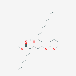 molecular formula C28H54O5 B116814 Methyl 2-hexyl-3-hydroxy-5-(oxan-2-yloxy)hexadecanoate CAS No. 104801-68-5