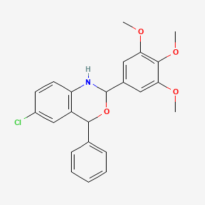 molecular formula C23H22ClNO4 B11681814 6-chloro-4-phenyl-2-(3,4,5-trimethoxyphenyl)-1,4-dihydro-2H-3,1-benzoxazine 