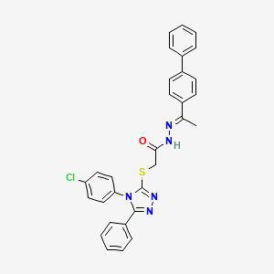molecular formula C30H24ClN5OS B11682158 N'-[(1E)-1-(biphenyl-4-yl)ethylidene]-2-{[4-(4-chlorophenyl)-5-phenyl-4H-1,2,4-triazol-3-yl]sulfanyl}acetohydrazide 