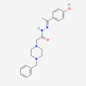 molecular formula C21H26N4O2 B11682770 2-(4-benzylpiperazin-1-yl)-N'-[(1E)-1-(4-hydroxyphenyl)ethylidene]acetohydrazide CAS No. 303103-90-4
