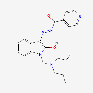 molecular formula C21H25N5O2 B11682808 N'-{(3E)-1-[(dipropylamino)methyl]-2-oxo-1,2-dihydro-3H-indol-3-ylidene}pyridine-4-carbohydrazide 