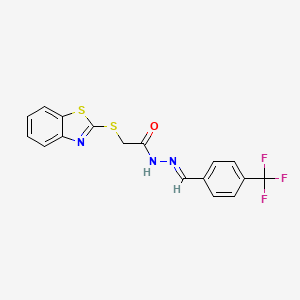 molecular formula C17H12F3N3OS2 B11682960 2-(1,3-benzothiazol-2-ylsulfanyl)-N'-{(E)-[4-(trifluoromethyl)phenyl]methylidene}acetohydrazide 