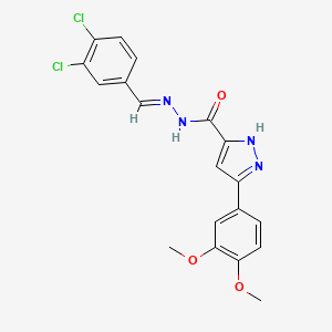 molecular formula C19H16Cl2N4O3 B11682964 N'-(3,4-Dichlorobenzylidene)-3-(3,4-dimethoxy-PH)-1H-pyrazole-5-carbohydrazide 