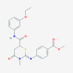 molecular formula C22H23N3O5S B11683196 methyl 4-({(2Z)-6-[(3-ethoxyphenyl)carbamoyl]-3-methyl-4-oxo-1,3-thiazinan-2-ylidene}amino)benzoate 