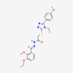 molecular formula C22H25N5O4S B11683204 N'-[(E)-(3-ethoxy-2-hydroxyphenyl)methylidene]-2-{[4-ethyl-5-(4-methoxyphenyl)-4H-1,2,4-triazol-3-yl]sulfanyl}acetohydrazide 