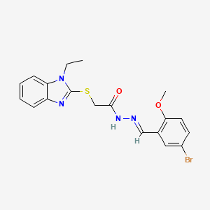molecular formula C19H19BrN4O2S B11683250 N'-[(E)-(5-bromo-2-methoxyphenyl)methylidene]-2-[(1-ethyl-1H-benzimidazol-2-yl)thio]acetohydrazide 