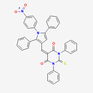 molecular formula C39H26N4O4S B11683504 5-{[1-(4-nitrophenyl)-2,5-diphenyl-1H-pyrrol-3-yl]methylidene}-1,3-diphenyl-2-thioxodihydropyrimidine-4,6(1H,5H)-dione 