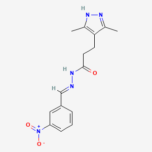 molecular formula C15H17N5O3 B11683705 3-(3,5-dimethyl-1H-pyrazol-4-yl)-N'-[(E)-(3-nitrophenyl)methylidene]propanohydrazide 