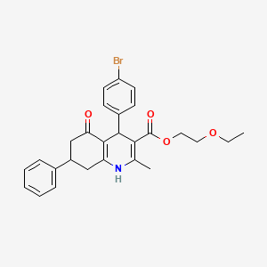 molecular formula C27H28BrNO4 B11683884 2-Ethoxyethyl 4-(4-bromophenyl)-2-methyl-5-oxo-7-phenyl-1,4,5,6,7,8-hexahydroquinoline-3-carboxylate 