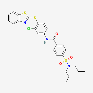 molecular formula C26H26ClN3O3S3 B11683891 N-[4-(1,3-benzothiazol-2-ylsulfanyl)-3-chlorophenyl]-4-(dipropylsulfamoyl)benzamide 