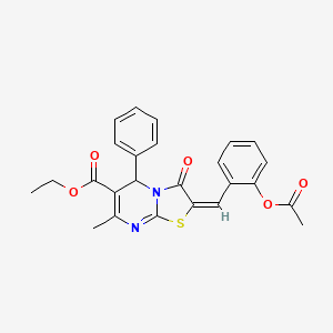 molecular formula C25H22N2O5S B11683896 ethyl (2E)-2-[2-(acetyloxy)benzylidene]-7-methyl-3-oxo-5-phenyl-2,3-dihydro-5H-[1,3]thiazolo[3,2-a]pyrimidine-6-carboxylate 