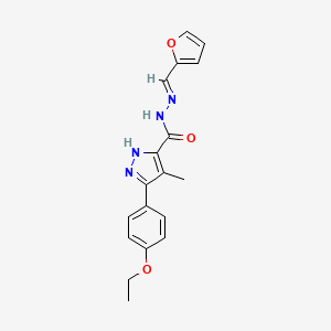 molecular formula C18H18N4O3 B11683989 3-(4-ethoxyphenyl)-N'-[(E)-furan-2-ylmethylidene]-4-methyl-1H-pyrazole-5-carbohydrazide 