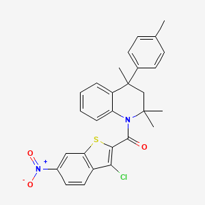 molecular formula C28H25ClN2O3S B11684192 (3-chloro-6-nitro-1-benzothiophen-2-yl)[2,2,4-trimethyl-4-(4-methylphenyl)-3,4-dihydroquinolin-1(2H)-yl]methanone 