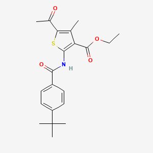 molecular formula C21H25NO4S B11684207 Ethyl 5-acetyl-2-[(4-tert-butylbenzoyl)amino]-4-methyl-3-thiophenecarboxylate 