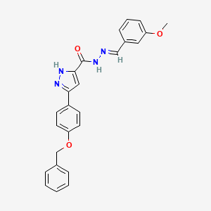 molecular formula C25H22N4O3 B11684293 5-(4-Benzyloxy-PH)-2H-pyrazole-3-carboxylic acid (3-meo-benzylidene)-hydrazide 