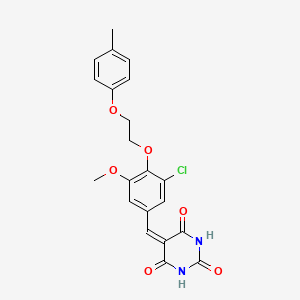 molecular formula C21H19ClN2O6 B11684356 5-({3-Chloro-5-methoxy-4-[2-(4-methylphenoxy)ethoxy]phenyl}methylidene)-1,3-diazinane-2,4,6-trione 