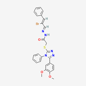 molecular formula C27H24BrN5O3S B11684757 N'-[(1E,2Z)-2-bromo-3-phenylprop-2-en-1-ylidene]-2-{[5-(3,4-dimethoxyphenyl)-4-phenyl-4H-1,2,4-triazol-3-yl]sulfanyl}acetohydrazide 