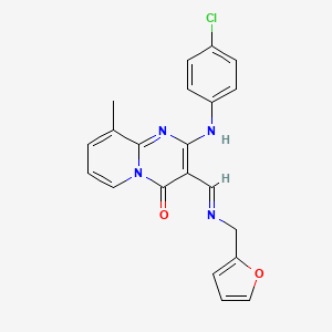 molecular formula C21H17ClN4O2 B11684840 2-(4-Chloroanilino)-3-(furan-2-ylmethyliminomethyl)-9-methylpyrido[1,2-a]pyrimidin-4-one 