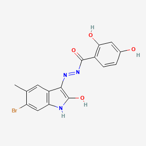 molecular formula C16H12BrN3O4 B11684841 N'-[(3Z)-6-bromo-5-methyl-2-oxo-1,2-dihydro-3H-indol-3-ylidene]-2,4-dihydroxybenzohydrazide 