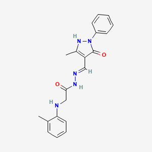 molecular formula C20H21N5O2 B11685219 N'-[(E)-(5-Hydroxy-3-methyl-1-phenyl-1H-pyrazol-4-YL)methylidene]-2-[(2-methylphenyl)amino]acetohydrazide 