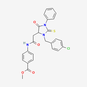 molecular formula C26H22ClN3O4S B11685232 Methyl 4-({[3-(4-chlorobenzyl)-5-oxo-1-phenyl-2-thioxoimidazolidin-4-yl]acetyl}amino)benzoate 