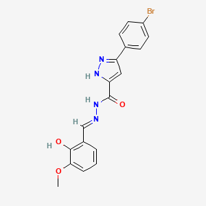 molecular formula C18H15BrN4O3 B11686370 3-(4-Bromophenyl)-N'-[(E)-(2-hydroxy-3-methoxyphenyl)methylidene]-1H-pyrazole-5-carbohydrazide 
