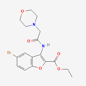 molecular formula C17H19BrN2O5 B11686483 Benzofuran-2-carboxylic acid, 5-bromo-3-(2-morpholin-4-yl-acetylamino)-, ethyl ester 