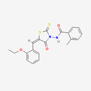 molecular formula C20H18N2O3S2 B11686626 N-[(5E)-5-(2-ethoxybenzylidene)-4-oxo-2-thioxo-1,3-thiazolidin-3-yl]-2-methylbenzamide 