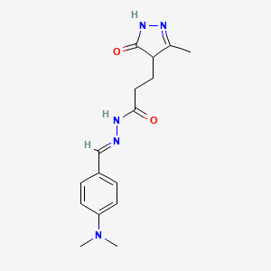 molecular formula C16H21N5O2 B11686996 N'-{(E)-[4-(dimethylamino)phenyl]methylidene}-3-(3-methyl-5-oxo-4,5-dihydro-1H-pyrazol-4-yl)propanehydrazide 