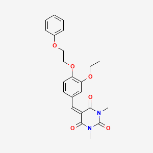 molecular formula C23H24N2O6 B11687004 5-[3-ethoxy-4-(2-phenoxyethoxy)benzylidene]-1,3-dimethylpyrimidine-2,4,6(1H,3H,5H)-trione 