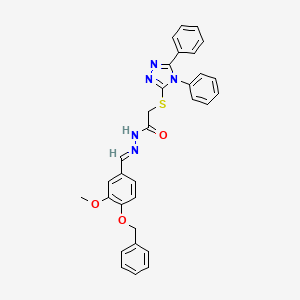 molecular formula C31H27N5O3S B11687066 N'-{(E)-[4-(benzyloxy)-3-methoxyphenyl]methylidene}-2-[(4,5-diphenyl-4H-1,2,4-triazol-3-yl)sulfanyl]acetohydrazide 
