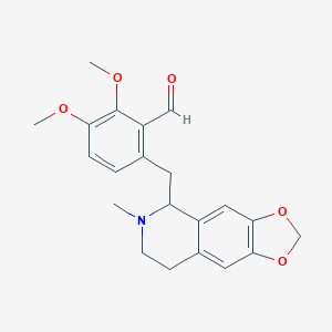 molecular formula C₂₁H₂₃NO₅ B116872 2,3-dimethoxy-6-[(6-methyl-7,8-dihydro-5H-[1,3]dioxolo[4,5-g]isoquinolin-5-yl)methyl]benzaldehyde CAS No. 52801-27-1