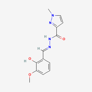 molecular formula C13H14N4O3 B11687398 N'-[(E)-(2-hydroxy-3-methoxyphenyl)methylidene]-1-methyl-1H-pyrazole-3-carbohydrazide 