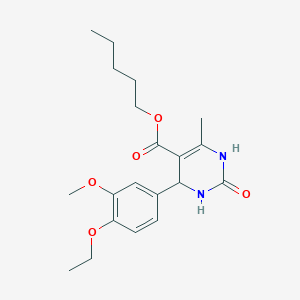 molecular formula C20H28N2O5 B11689398 Pentyl 4-(4-ethoxy-3-methoxyphenyl)-6-methyl-2-oxo-1,2,3,4-tetrahydropyrimidine-5-carboxylate 