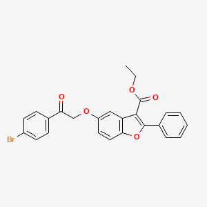 molecular formula C25H19BrO5 B11689646 Ethyl 5-[2-(4-bromophenyl)-2-oxoethoxy]-2-phenyl-1-benzofuran-3-carboxylate 